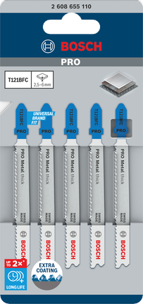 ชุดใบเลื่อยจิ๊กซอว์ Bosch PRO Metal รุ่น T121BFC สำหรับเลื่อยโลหะหนา
