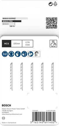 ใบเลื่อยจิ๊กซอว์ Bosch PRO Plastics PP clean T102D 100 มม. 5 ชิ้น.