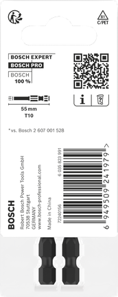 ดอกไขควงกระแทก PRO Torx, T10, 55 มม., 2 ชิ้น ดอกสว่านกระแทก Bosch PRO Torx T10 55 มม. แพ็ค 2 ดอก