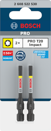 ดอกไขควงกระแทก PRO Torx, T20, 55 มม., 2 ชิ้น ดอกสว่านกระแทก Bosch PRO T20 55 มม. แพ็ค 2 ดอก