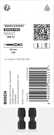 ดอกไขควงกระแทก PRO Torx, T30, 55 มม., 2 ชิ้น ดอกไขควงกระแทก Bosch PRO Torx รุ่น T30 55 มม. แพ็ค 2 ดอก