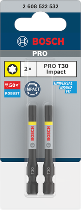 ดอกไขควงกระแทก PRO Torx, T30, 55 มม., 2 ชิ้น ดอกสว่านกระแทก Bosch PRO Torx T30 55 มม. แพ็ค 2 ดอก