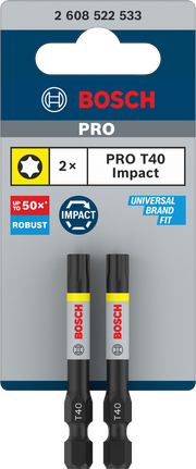 ดอกไขควงกระแทก PRO Torx, T40, 55 มม., 2 ชิ้น ดอกสว่านกระแทก Bosch PRO Torx T40 55 มม. 2 ชิ้น