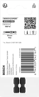Object #200466693: 2608522544_bo_pro_p_b_1 ดอกสว่าน Bosch PRO Pozidriv PZ2 55 มม. แพ็ค 2 ดอก