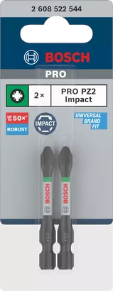 Object #200466694: 2608522544_bo_pro_p_f_1 ดอกสว่านกระแทก Bosch PRO Pozidriv PZ2 ขนาด 55 มม. 2 ชิ้น