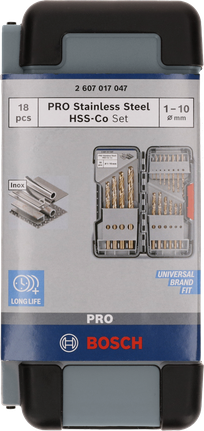 ชุดดอกสว่านเจาะเหล็กสแตนเลส Bosch PRO HSS-Co 18 ชิ้น.