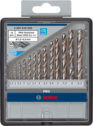 ชุดดอกสว่านเจาะเหล็กสแตนเลส Bosch PRO HSS-Co 13 ชิ้น.