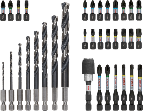 ชุดสว่านและดอกสว่าน Bosch PRO Impact Metal จำนวน 35 ชิ้น.
