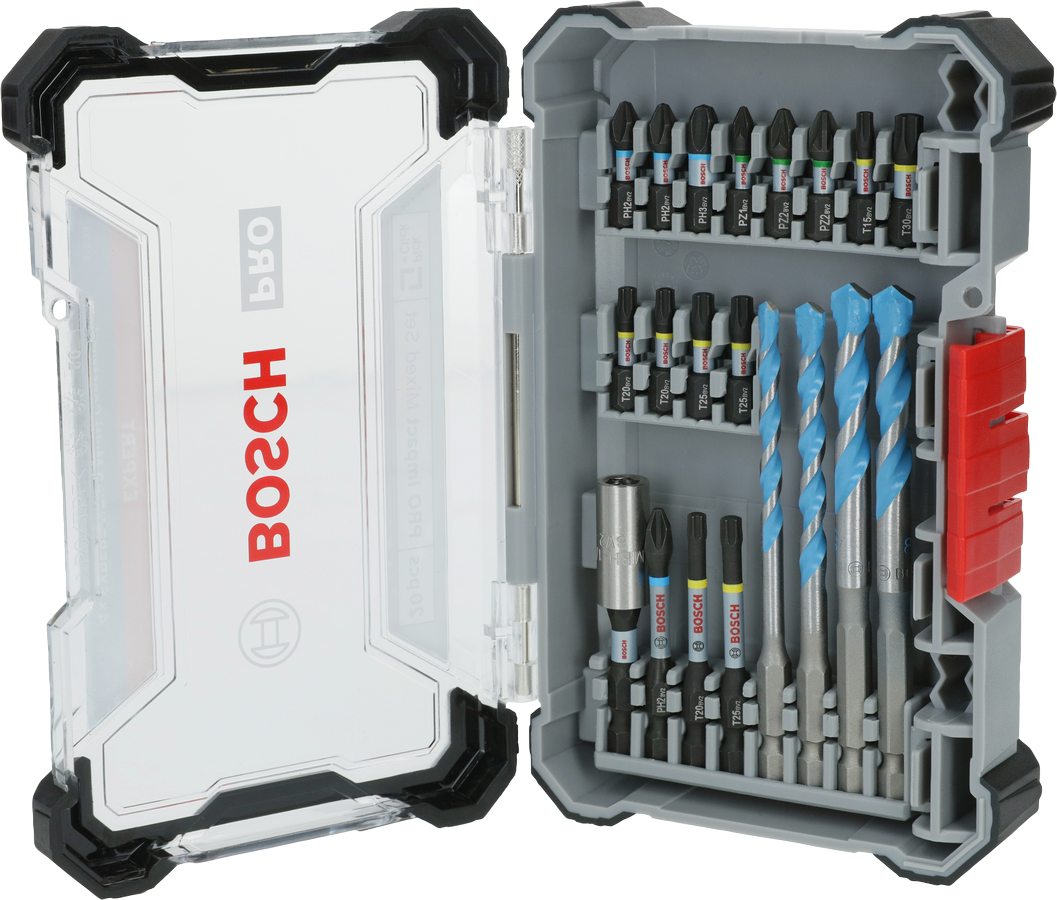Bosch PRO Impact ชุดคละแบบ 20 ชิ้น พร้อมดอกไขควงคละแบบ.