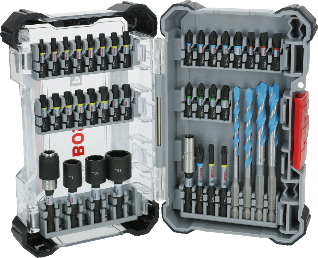 Bosch PRO Impact ชุดคละแบบ 40 ชิ้น พร้อมดอกสว่านและดอกสว่าน.