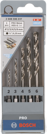ชุดดอกสว่านหกเหลี่ยม Bosch PRO Metal HSS-G 5 ชิ้น.