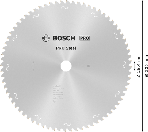 ใบเลื่อยวงเดือนเหล็ก Bosch PRO 305มม. T72 สำหรับโลหะ.
