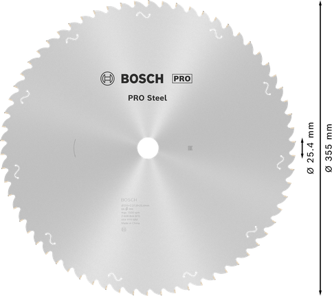 ใบเลื่อยวงเดือนเหล็ก Bosch PRO 355mm T66.