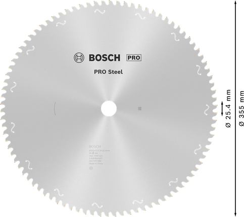 ใบเลื่อยวงเดือนเหล็ก Bosch PRO 355 มม. T90.