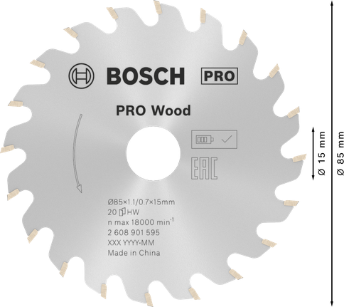 ใบเลื่อยวงเดือน PRO Wood, 85 x 1.1 x 15 มม., T20 ใบเลื่อยวงเดือน PRO Wood, 85 x 1.1 x 15 มม., T20