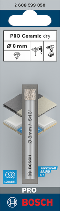 ดอกสว่านเจาะแห้ง Bosch PRO Ceramic 8×66 มม.