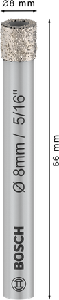 ดอกสว่านเจาะกระเบื้อง Bosch PRO Ceramic แบบแห้ง ขนาด 8x66 มม.