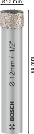 ดอกสว่านเจาะกระเบื้องแห้ง Bosch PRO Ceramic ขนาด 12x66 มม. สำหรับกระเบื้องแข็ง.