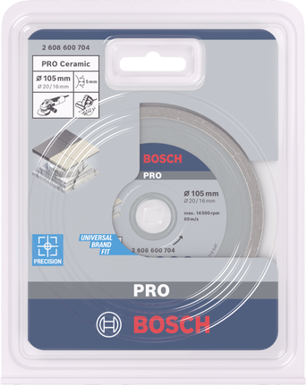 ใบตัดเพชรเซรามิก Bosch PRO 105×20/16 มม.