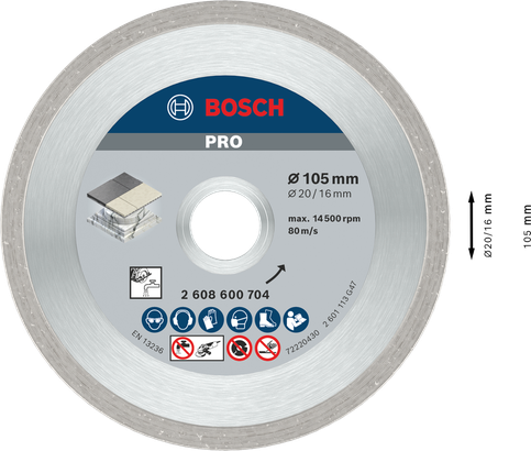 PRO Ceramic Bosch PRO Ceramic Diamond Disc 105 mm สำหรับการตัดกระเบื้อง