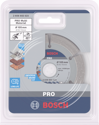 ใบตัดเพชร Bosch PRO หลายวัสดุ 105×20/16 มม.