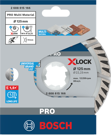ใบตัดเพชร Bosch PRO Multi Material ขนาด 125 มม. X-Lock