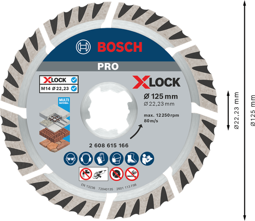 ใบตัดเพชร Bosch PRO Multi Material ขนาด 125 มม. X-Lock