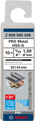 PRO Metal HSS-G ชุดดอกสว่านเจาะเกลียว Bosch PRO Metal HSS-G 1/16″