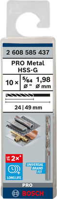 PRO Metal HSS-G ดอกสว่าน Bosch PRO Metal HSS-G 5/64″