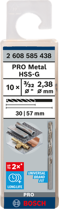 เกลียวดอกสว่าน PRO Metal HSS-G, 3/32 x 30 x 57 มม. เกลียวดอกสว่าน PRO Metal HSS-G, 3/32 x 30 x 57 มม.