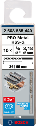 ดอกสว่านเจาะเกลียว Bosch PRO Metal HSS-G 1/8″
