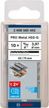 PRO Metal HSS-G ชุดดอกสว่าน Bosch PRO Metal HSS-G 5/32″