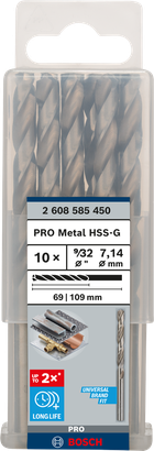 PRO Metal HSS-G ชุดดอกสว่าน Bosch PRO Metal HSS-G 9/32″
