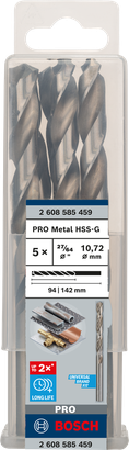 PRO Metal HSS-G แพ็คดอกสว่าน Bosch PRO Metal HSS-G 27/64″
