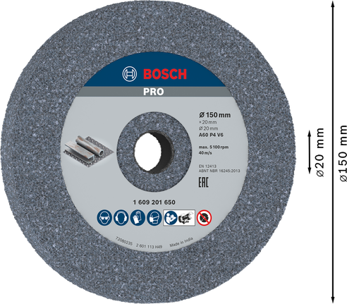 ใบเจียรโลหะ Bosch PRO 150x20x20 มม. G60.