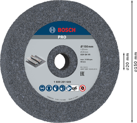 ใบเจียรโลหะ Bosch PRO ขนาด 150 x 20 x 20 มม. สำหรับโลหะ.