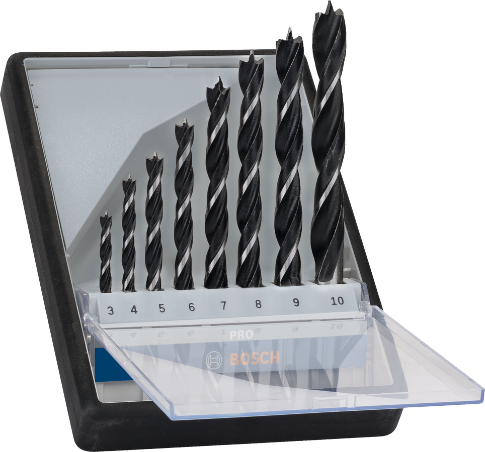 ชุดดอกสว่านเจาะไม้ Bosch PRO Wood Brad Point จำนวน 8 ชิ้น.