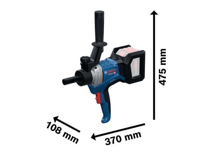 กลไกการกวน Bosch GRW 18V-120 พร้อมขนาด.