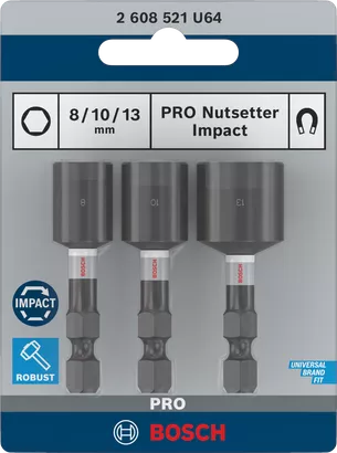 บล็อกไขควง PRO Impact ชุด Bosch PRO Nutsetter Impact 8/10/13 มม.