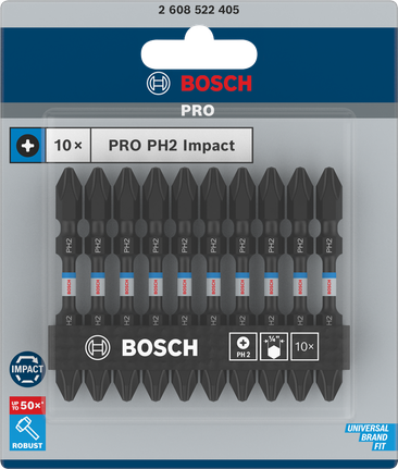 ดอกสว่านกระแทก Bosch PRO PH2 ขนาด 65 มม. แพ็ค 10 ดอก.