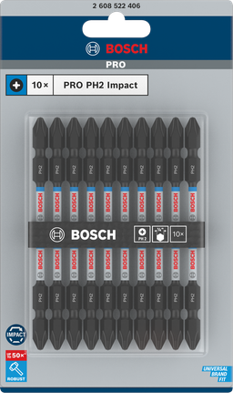 ดอกสว่านกระแทก Bosch PRO PH2 2 หัว ขนาด 110 มม. บรรจุ 10 ดอก.