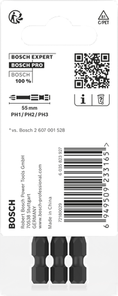 ดอกสว่าน PRO PH Impact PH1 x 55, PH2 x 55, PH3 x 55 มม. 3 ชิ้น ชุดดอกสว่านกระแทก Bosch PRO PH ขนาด 55 มม. 3 ชิ้น.