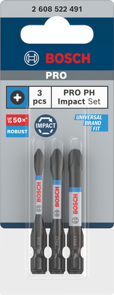 ดอกสว่าน PRO PH Impact PH1 x 55, PH2 x 55, PH3 x 55 มม. 3 ชิ้น ชุดดอกสว่านกระแทก Bosch PRO PH 3 ชิ้น.