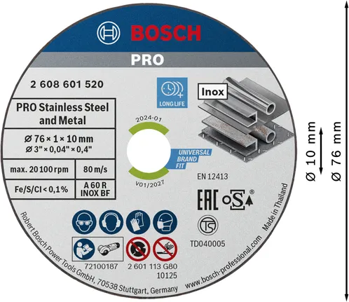 ใบตัด Bosch PRO Stainless Steel and Metal ขนาด 76 มม.