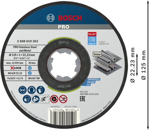ใบตัดสแตนเลสและโลหะ Bosch PRO X-Lock.