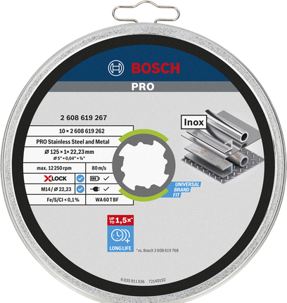 ใบตัดสเตนเลส Bosch PRO 125×1×22.23 มม.