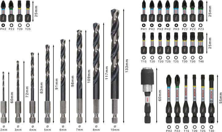 Bosch PRO Impact Metal Set ชุดจัดแสดง 35 ชิ้น.