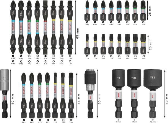 ชุดดอกไขควงกระแทก Bosch PRO จำนวน 36 ชิ้น.