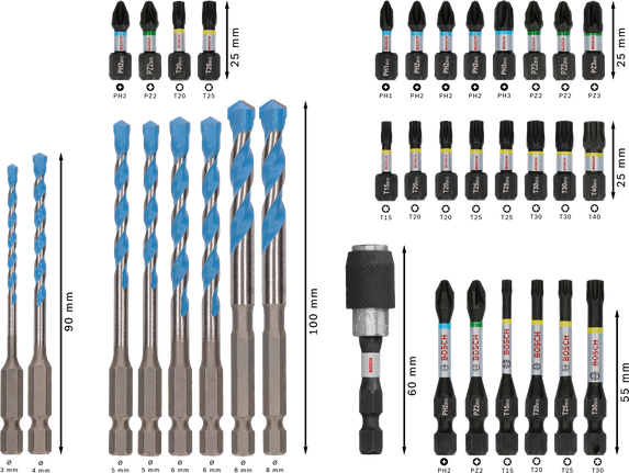 ชุดดอกสว่านและไขควง Bosch PRO Impact Mixed Set 35 ชิ้น.