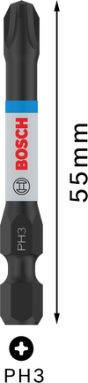 ดอกไขควงกระแทก PRO Phillips, PH3, 55 มม., 2 ชิ้น ดอกสว่านกระแทก Bosch PRO Phillips PH3 55 มม.